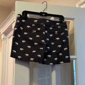 Loft Riviera Short, Gray w/White Elephant Pattern, Size 8, Cotton/Spandex